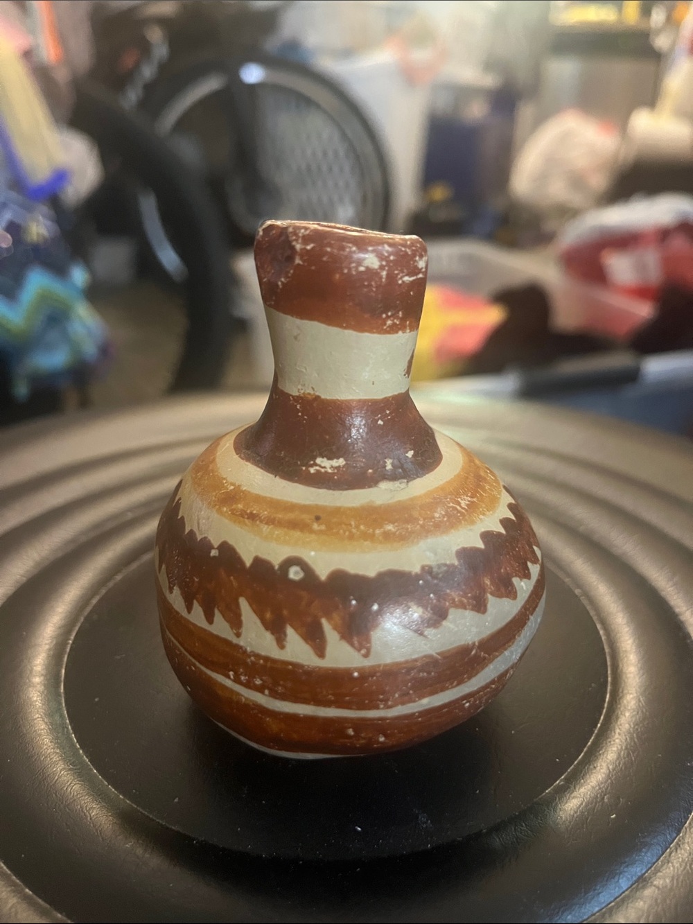 Handcrafted Clay Mexico Water Jug  in Brown and Cream 415